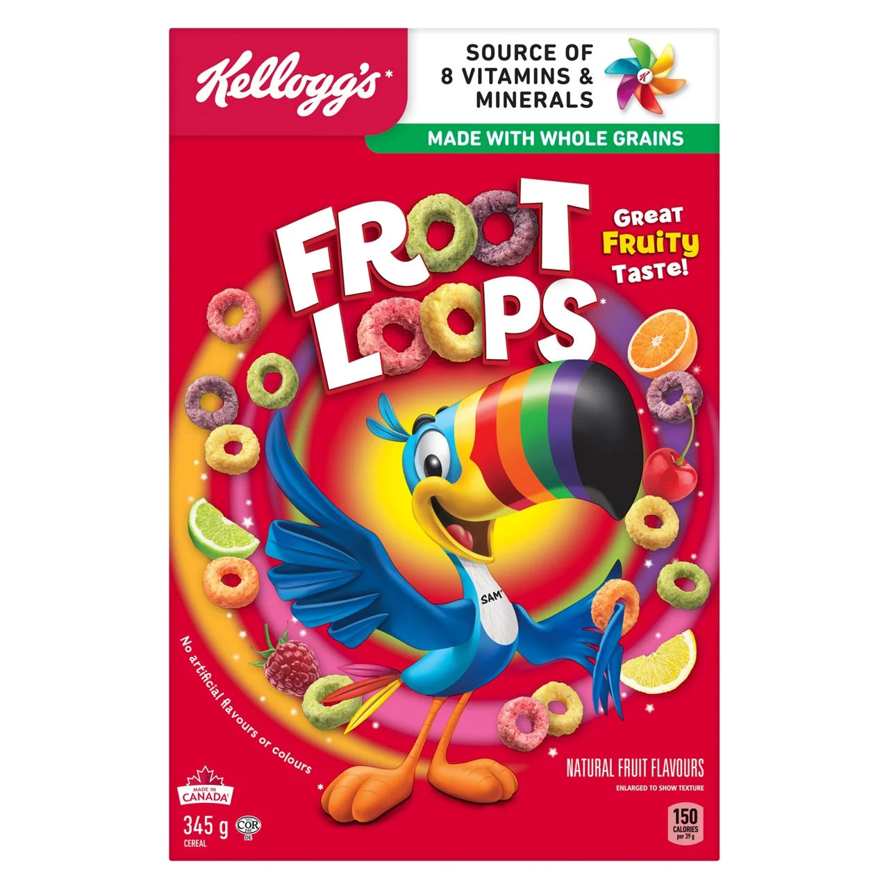 Canadian Fruit Loops Cereal natural flavor and colours (345g)